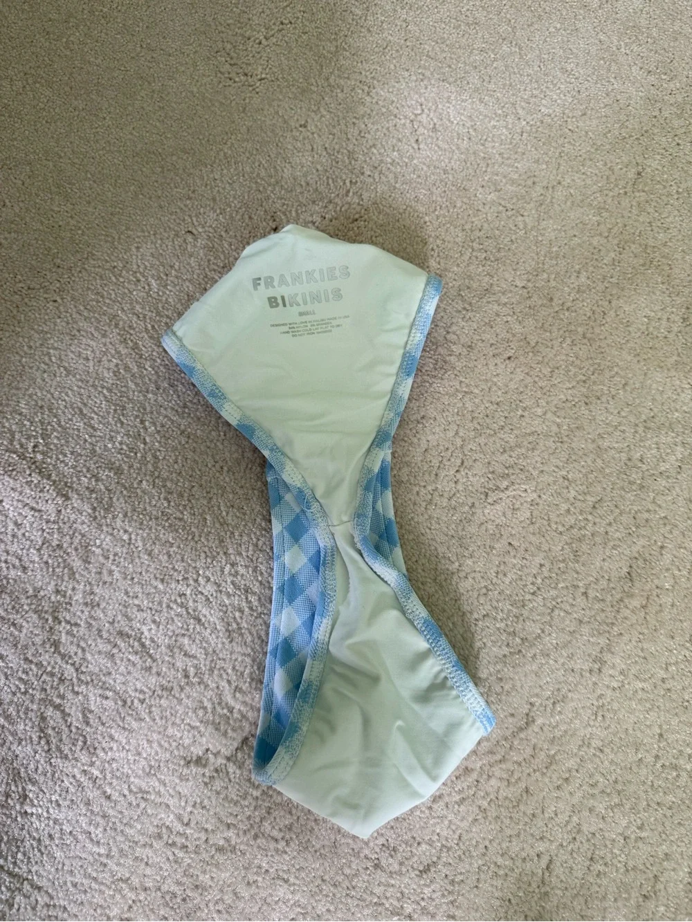 Frankie's Bikinis Light Blue Gingham Cheeky Bikini Bottom